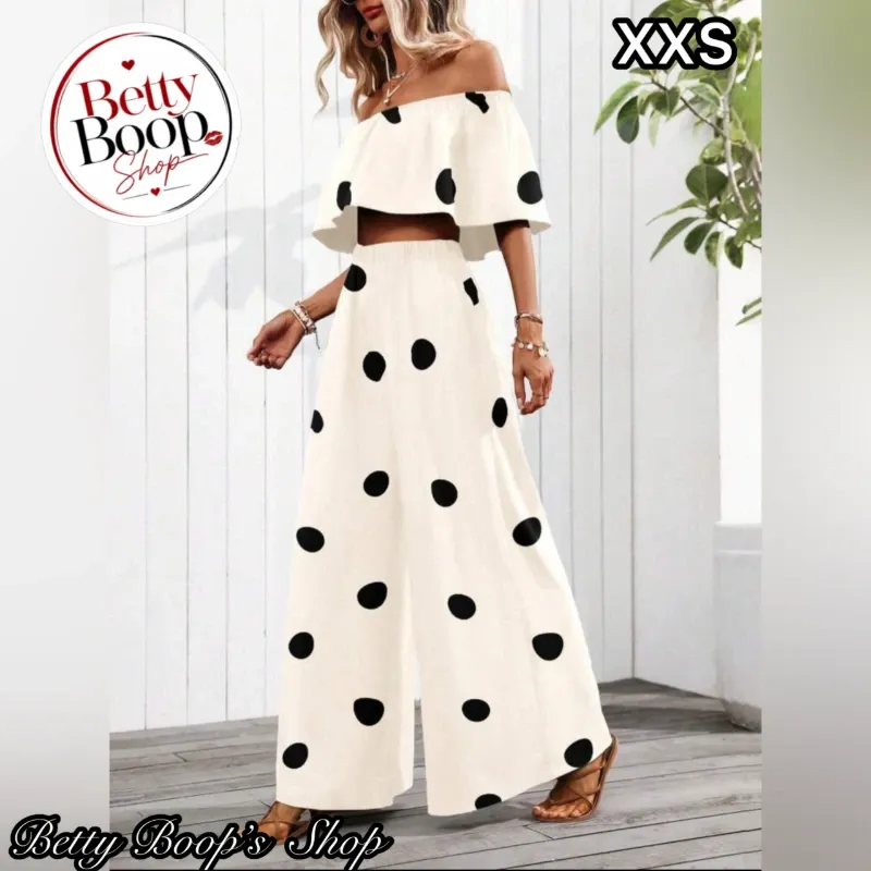 Conjunto blanco estampado polka dot