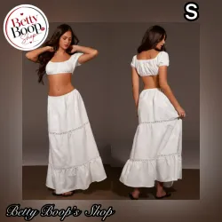Conjunto blanco tropicoqueto de top y falda