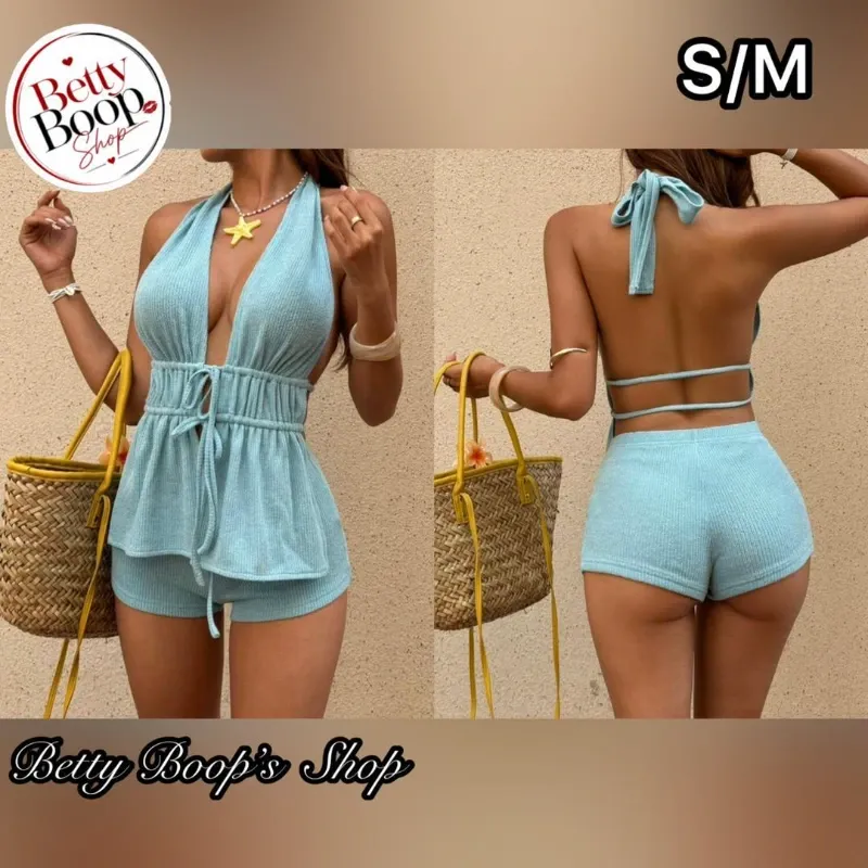 Conjunto celeste coqueto y veraniego