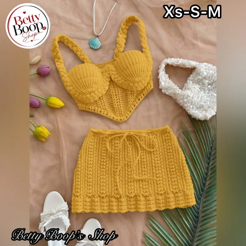 Conjunto crochet amarillo mostaza