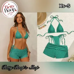 Conjunto de 3 piezas verde esmeralda con polka dots