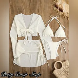 Conjunto de 4 piezas de bikini con pareos
