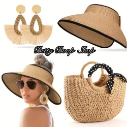 Conjunto de bolso, pamela y aretes