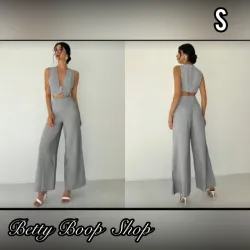 Conjunto de vestir gris de top y pantalón