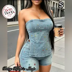 Conjunto elastizado con piedras en tendencia