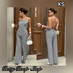 Conjunto estampado Vichy en blanco y negro