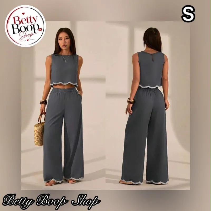 Conjunto gris con bordes blancos