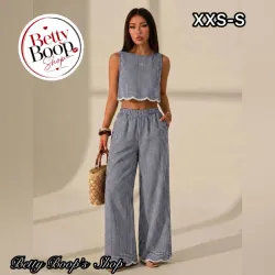 Conjunto gris con estampado vichy y encajes
