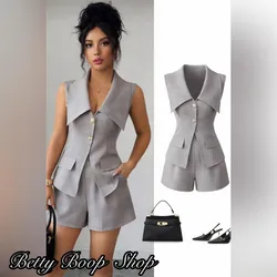 Conjunto gris de chaleco y short