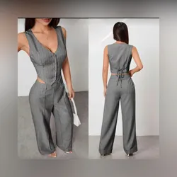 Conjunto gris de pantaloneta y chaleco