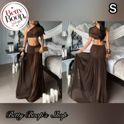 Conjunto marrón con transparencias