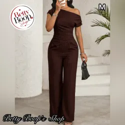 Conjunto marrón de top asimétrico