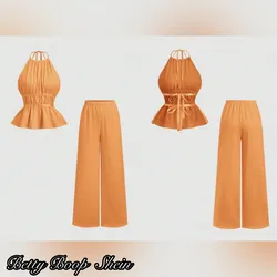 Conjunto naranja de pantaloneta y chaleco escotado