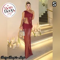 Conjunto rojo burdeos con trasparencias