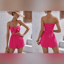 Conjunto rosa de top y short corto