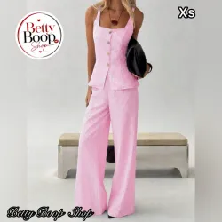 Conjunto rosa estampado de rayas