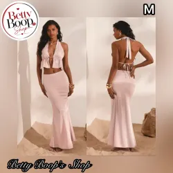Conjunto rosa pastel satinado