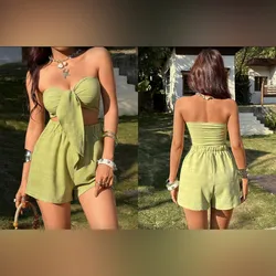 Conjunto verde de top y short corto