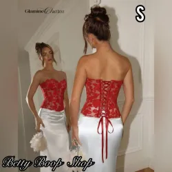 Corset con detalles en rojo y apertura trasera