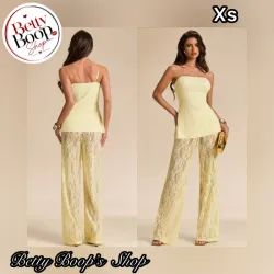 Conjunto amarillo pastel con pantaloneta de encaje
