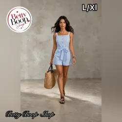 Enterizo azul casual con estampado a rayas