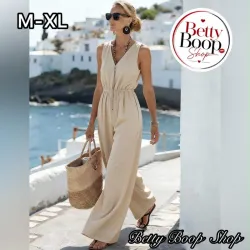 Enterizo beige de cuello en V