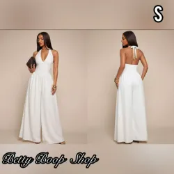 Enterizo blanco con escote en espalda y atadura al cuello