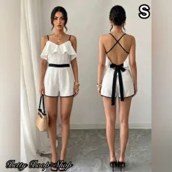 Enterizo blanco y negro sin espalda