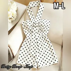 Enterizo corto polka dot con cierre en el cuello