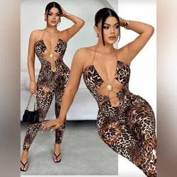 Enterizo largo de leopardo top con adorno dorado