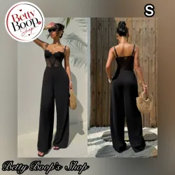 Enterizo negro con corset de encaje