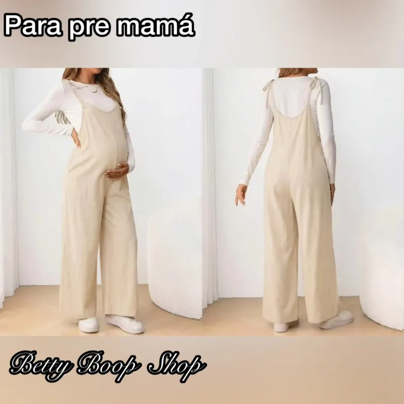 Enterizo overol beige de maternidad
