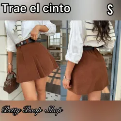 Falda marrón con cinturón
