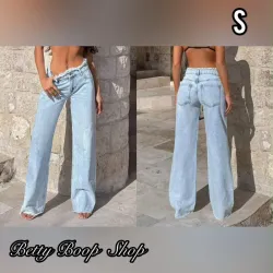 Jean oversize de mezclilla clara