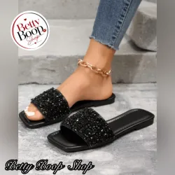 Sandalias negras con brillo