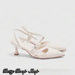 Tacones blanco hueso puntifinos