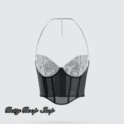 Top de fiesta estilo corset con brillos