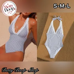 Trusa blanca polka dot con encajes