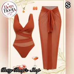 Trusa naranja con transparencias y pareo