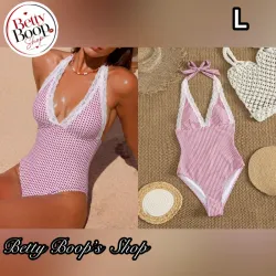 Trusa rosada con estampado polka dot y encajes