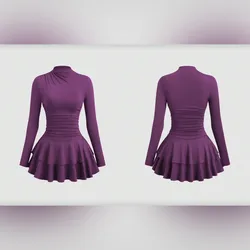 Vestido morado mangas largas de vuelo