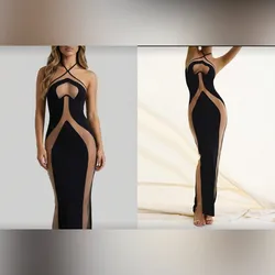 Vestido negro sexy con transparencias 