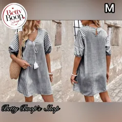 Vestido a rayas corte fresco y recto
