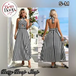 Vestido a rayas veraniego con amarre al cuello