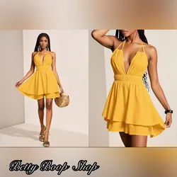 Vestido amarillo corte princesa