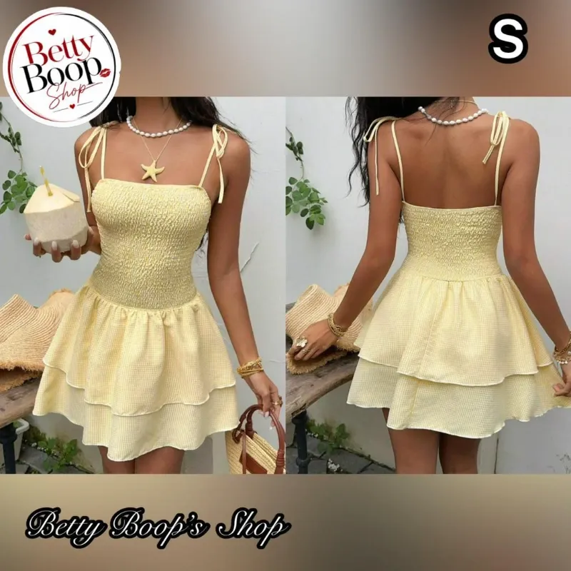 Vestido amarillo mantequilla de tirantes