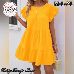Vestido amarillo vibrante corte recto y fresco