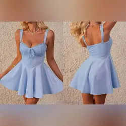 Vestido azul corte princesa