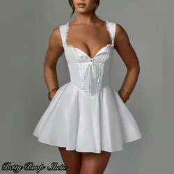 Vestido blanco corte princesa con botones