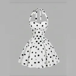 Vestido blanco corte princesa de lunares negros